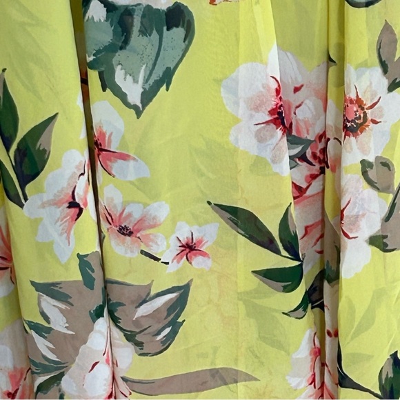 Eliza J Women’s 0 Yellow Floral Halter Pleated Popover Tiered Flowy Maxi Dress - Picture 3 of 8